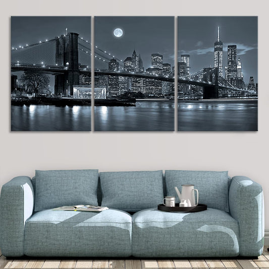 New York City skyline black and white — modern canvas wall art for living room with inspiring and elegant urban style decor.