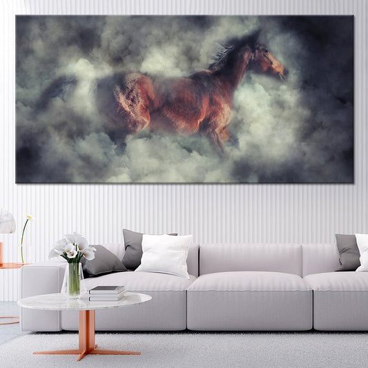 Abstract running horse — modern canvas wall art, inspiring energy and movement ideal for rustic bedroom or contemporary home décor.