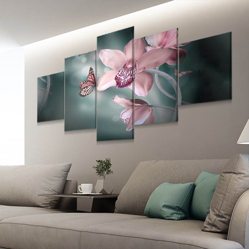 Butterfly Orchid 5 piece Multi Panel Canvas prints