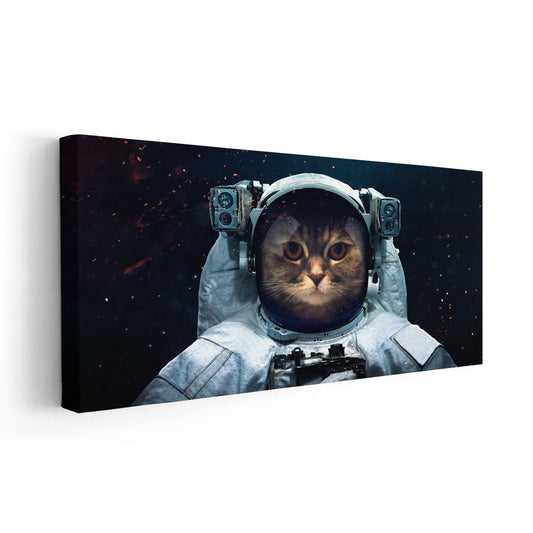 Astronaut cat — large canvas wall art with deep-space background, perfect for science lovers and modern home or office décor.