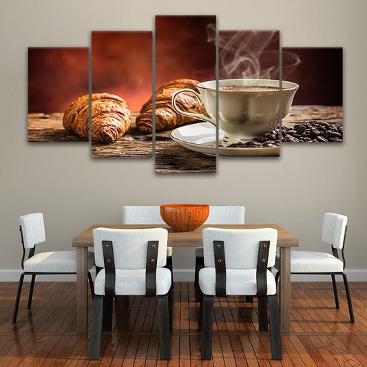 Croissant And Coffee Wall Art Canvas Print-Stunning Canvas Prints
