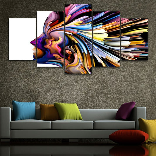 Colorful abstract face — vibrant canvas wall art for living room décor, symbolizing creativity and artistic emotion.