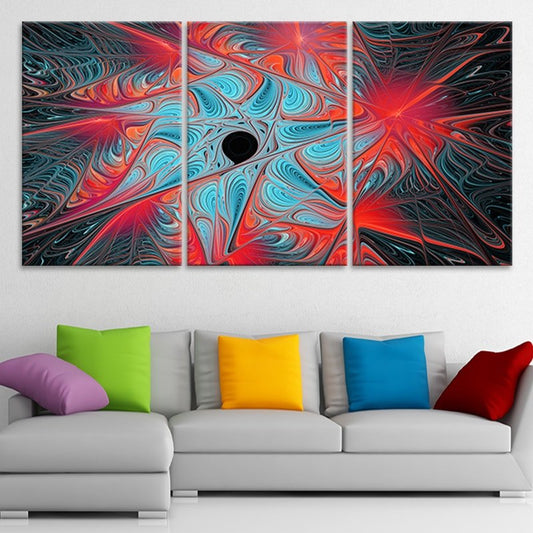Abstract cosmic explosion — modern canvas wall art, vibrant red and teal pattern bringing energy and depth to contemporary living rooms.