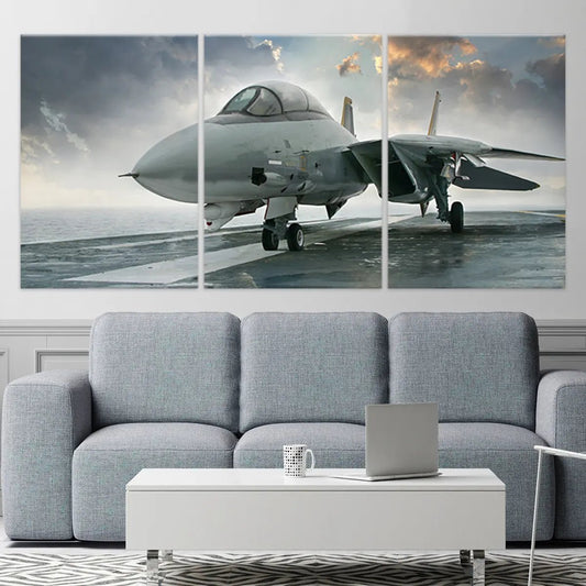 F-14 Tomcat fighter jet in motion — powerful canvas wall art for living room, symbolizing speed and aviation mastery.