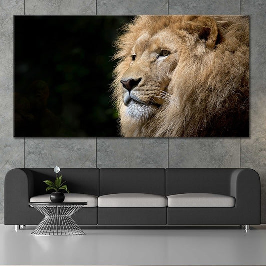 African lion — modern canvas wall art for living room, majestic wildlife design symbolizing strength and elegance in home décor.