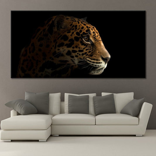 Watchful jaguar canvas wall art for living room spaces, adding a dramatic and inspiring focal point that elevates modern interior décor.