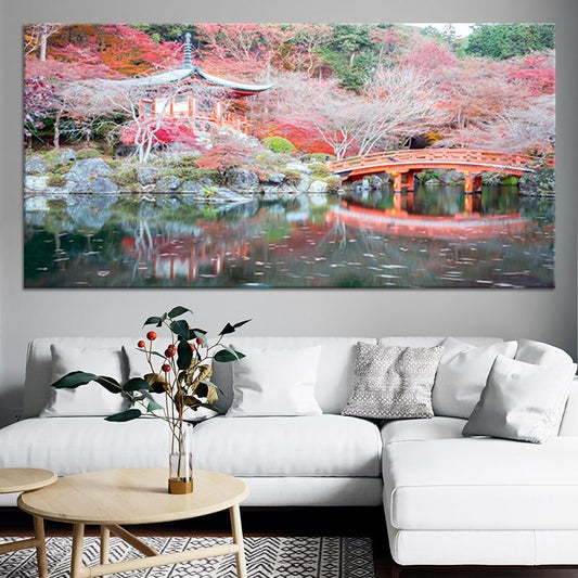 Cherry blossom garden — Large canvas art in gentle pastel tones adding uplifting dining room décor and making a thoughtful housewarming gift