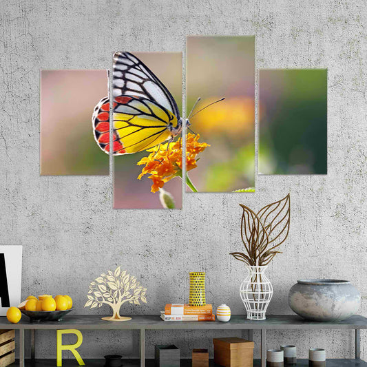 Jezebel butterfly canvas wall art for living room decor, adding a peaceful floral vibe with soft yellow tones and uplifting modern elegance