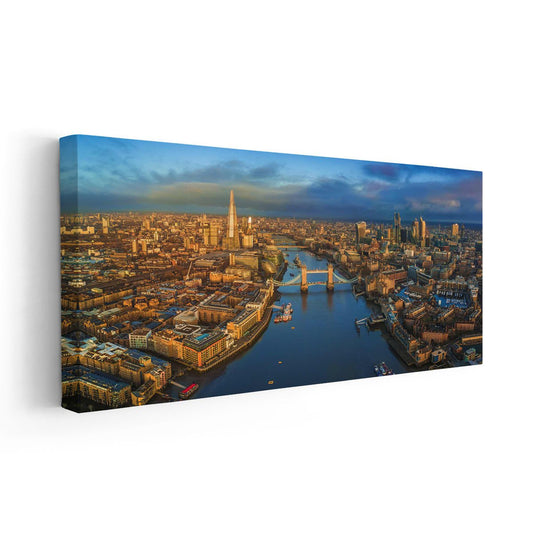 Tower Bridge and Thames — large canvas wall art featuring blue evening tones, perfect urban accent for a modern bedroom or office