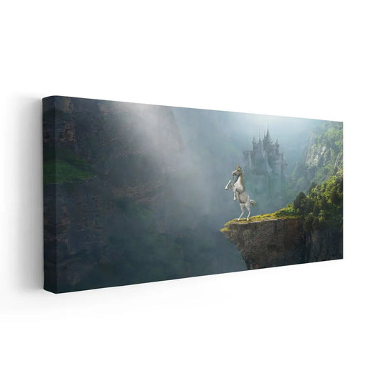 Unicorn And Medieval Castle Wall Art Canvas Print-Stunning Canvas Prints