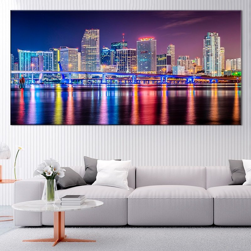 Miami Skyline Canvas Wall Art Set
