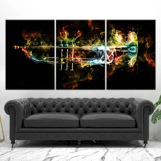 Modern abstract soundwave composition — large canvas wall art, fiery tones and layered motion for calming contemporary decor