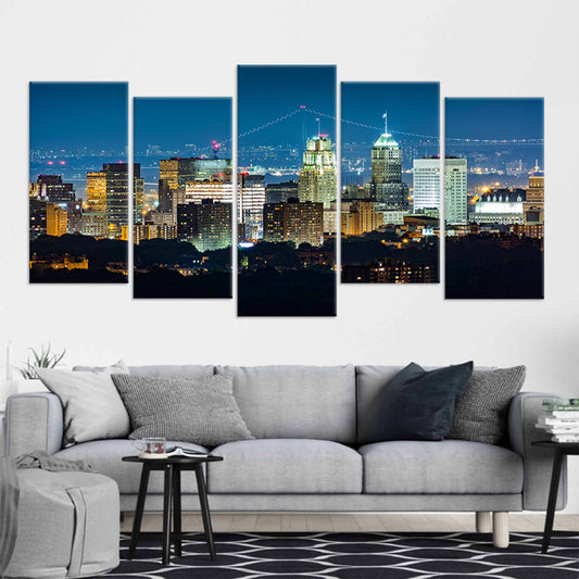 Newark skyline at night large canvas wall art for living room adds urban glow and modern elegance to sophisticated home décor.