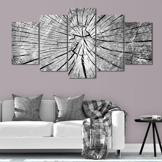 Abstract tree rings detail — contemporary canvas wall art, organic symmetry perfect for office, bedroom, or living space.