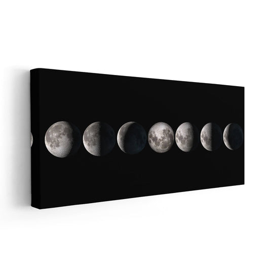 Moon Cycle Wall Art, phases of the moon wall art, moon phases artwork, black and white celestial wall art, minimalistic artwork