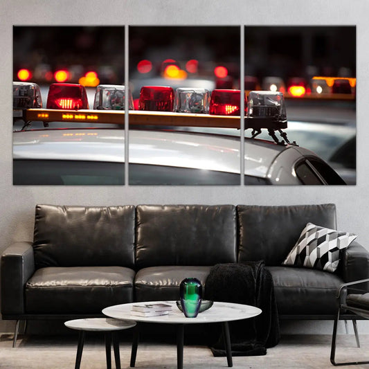 Law Enforcement Police Car Lights Wall Art Canvas Print-Stunning Canvas Prints