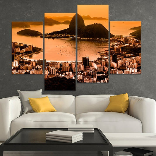 Rio de Janeiro cityscape — modern canvas wall art featuring Sugarloaf Mountain, uplifting and stylish décor for bedroom or office space.
