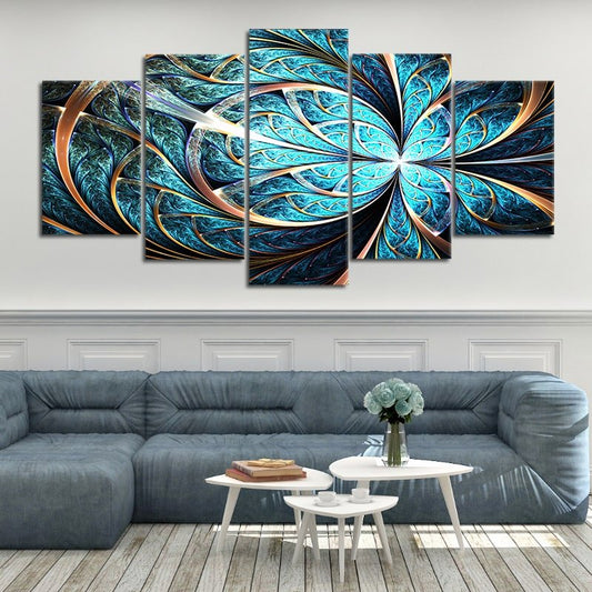 Swirling turquoise abstract flower — elegant canvas wall art for bedroom décor, bringing calm energy and modern sophistication.
