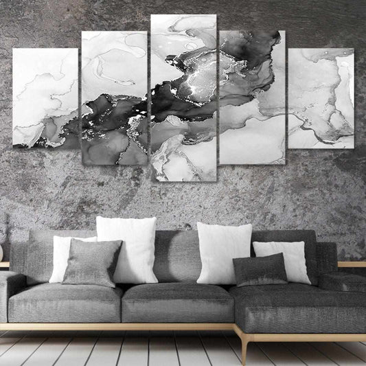 Flowing marble textures — luxurious large canvas wall art featuring monochrome tones, ideal for stylish and modern home interiors.