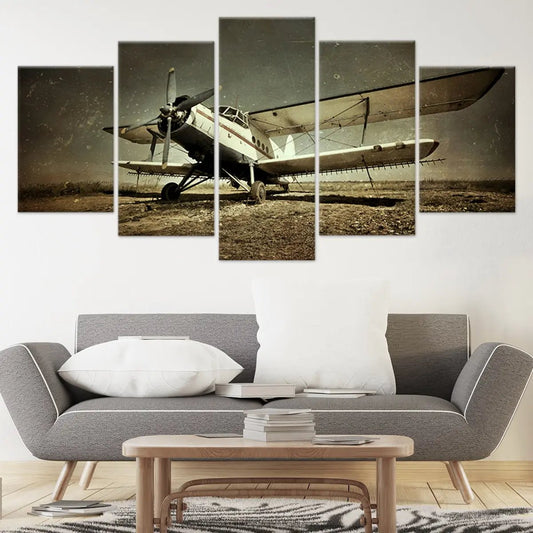 Vintage military monoplane — detailed canvas wall art in sepia tones, ideal for aviation enthusiasts and retro living rooms.