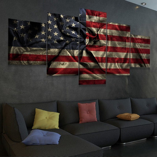Wavy American Flag Wall Art Canvas | Patriotic Wall Art For Living Room Wall-Stunning Canvas Prints