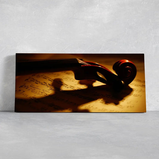 Heritage violin and manuscript design — large canvas wall art for living room wall art, inspiring cultural depth and warmth