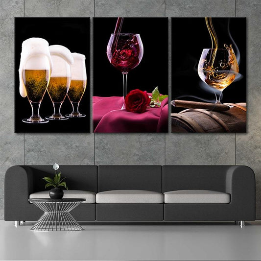 Wine And Beer Drinks Wall Art Canvas Print-Stunning Canvas Prints