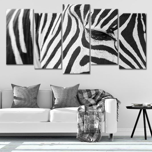 Zebra pattern — large canvas wall art featuring bold monochrome lines, ideal for elegant office or stylish modern living room walls.