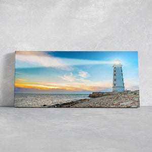 Seaside themed decor lighthouse print for a beach-inspired home.