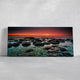 Relaxing ocean stone landscape at twilight for modern coastal home decor.