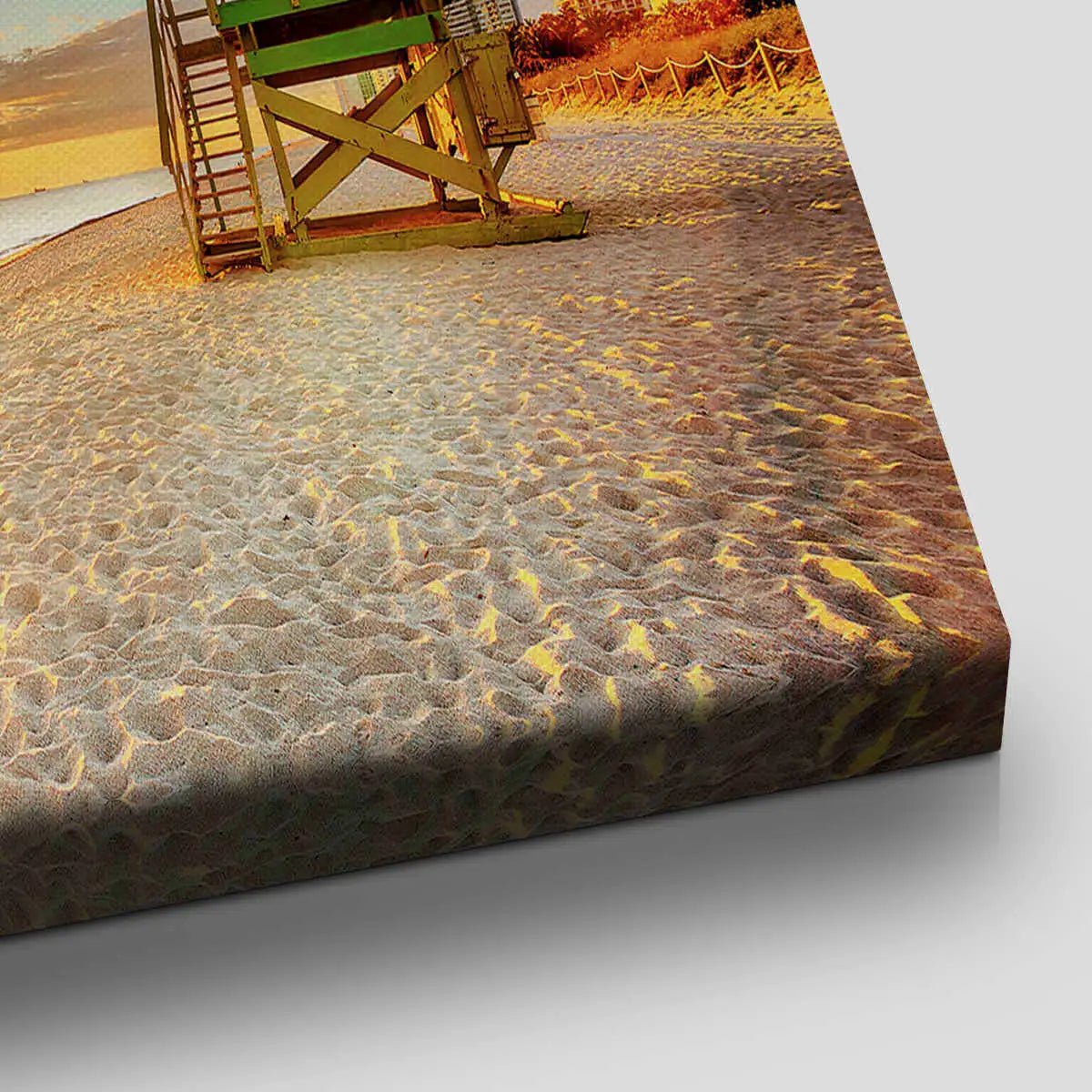 Large Miami Beach Canvas Wall Art – Lifeguard Tower Artwork for Bedroom