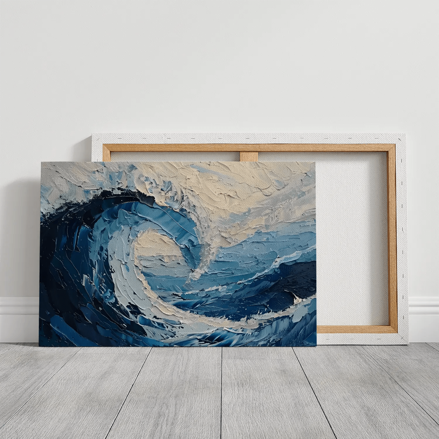 Large ocean wave canvas painting for beach house and nautical rooms.