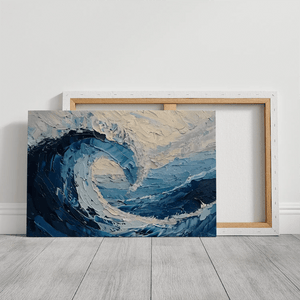 Large ocean wave canvas painting for beach house and nautical rooms.