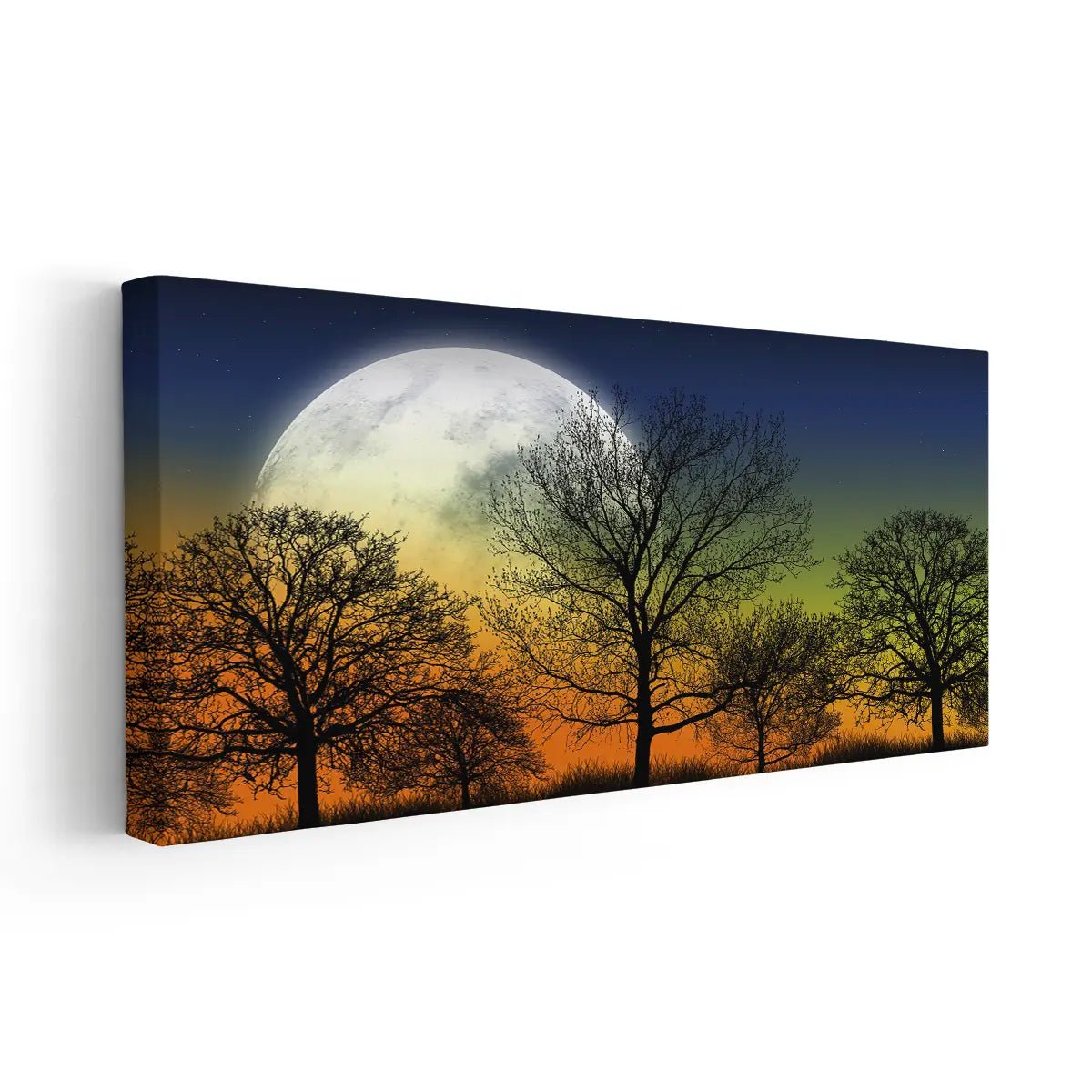 Full Moon Forest Silhouette Wall Art Canvas