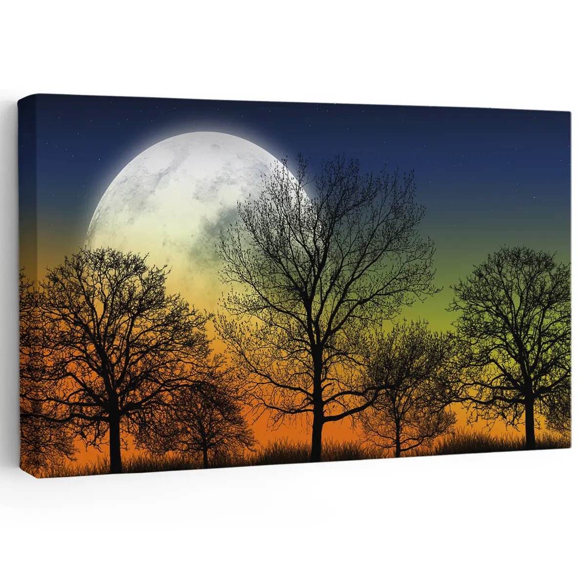 Full Moon Forest Silhouette Wall Art Canvas