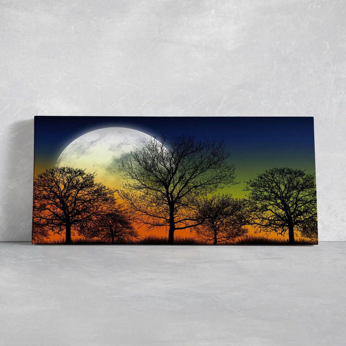 Full Moon Forest Silhouette Wall Art Canvas