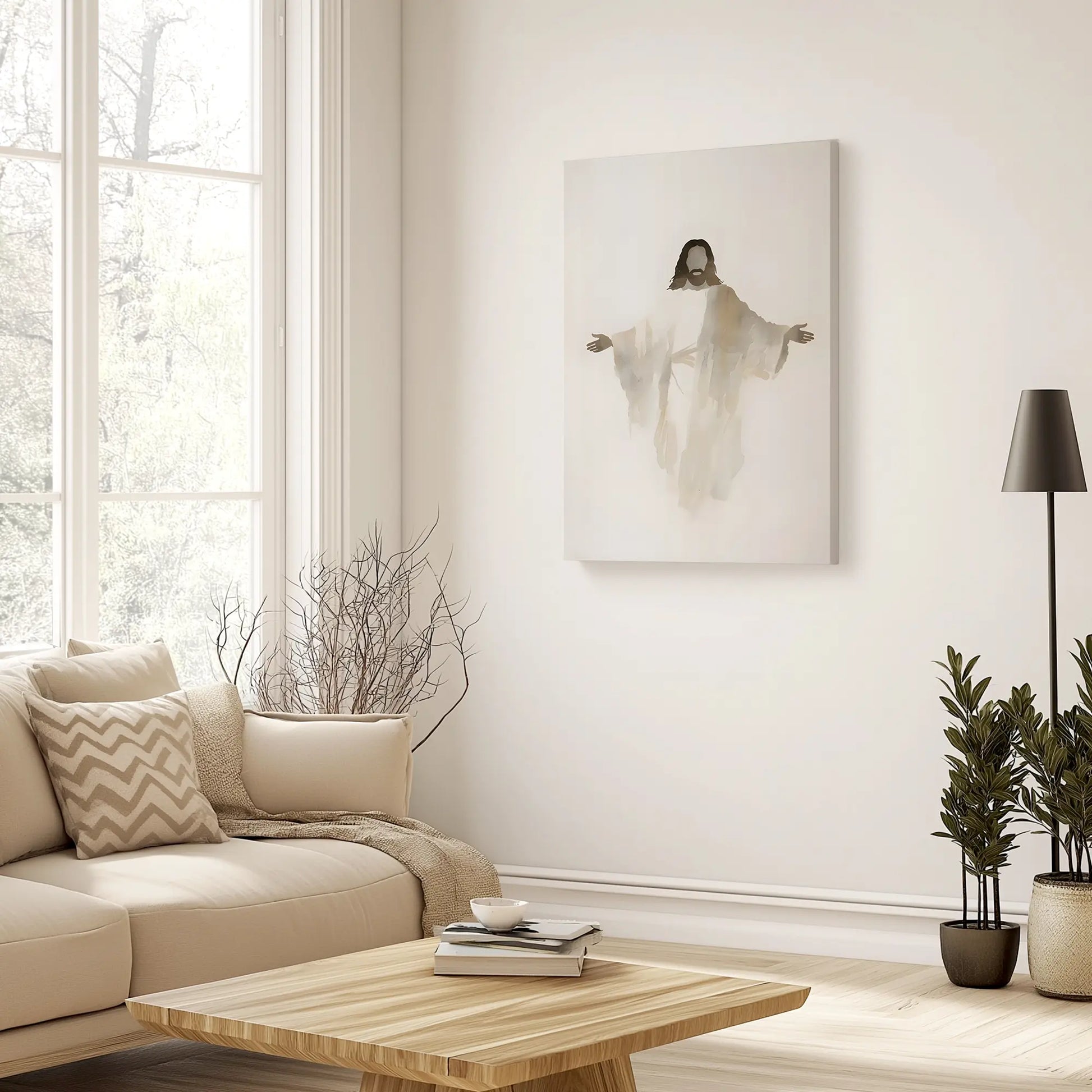 Christian art on canvas, spiritual canvas wall art, faith-inspired painting.