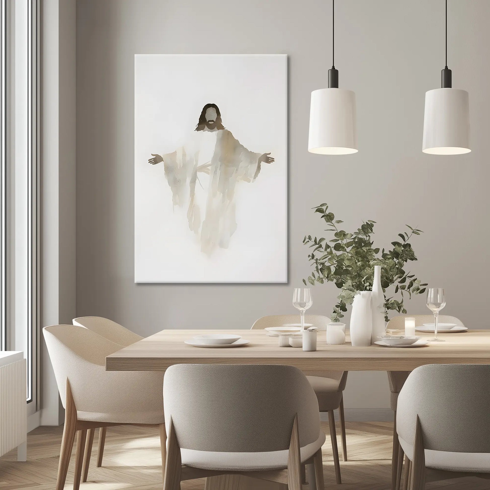 Jesus Christ canvas art, Christian minimalist art, religious wall hangings.