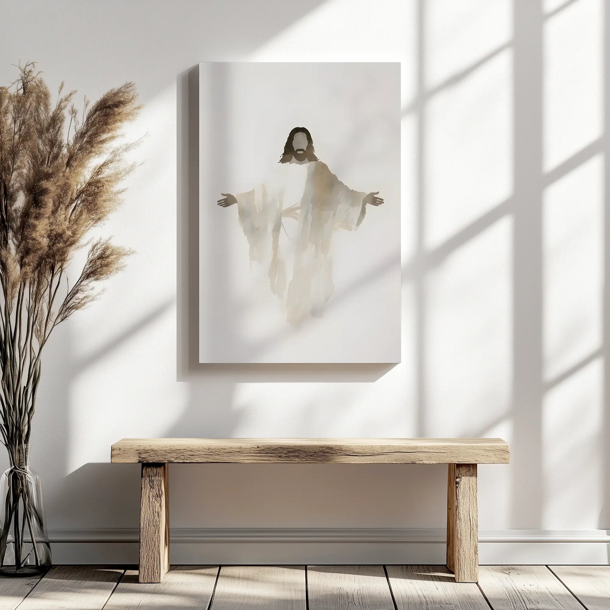 Watercolor Jesus painting, inspirational Christian art, Christian framed wall art.