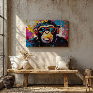DJ Monkey Graffiti Canvas Wall Art-Stunning Canvas Prints