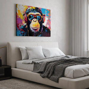 DJ Monkey Graffiti Canvas Wall Art-Stunning Canvas Prints