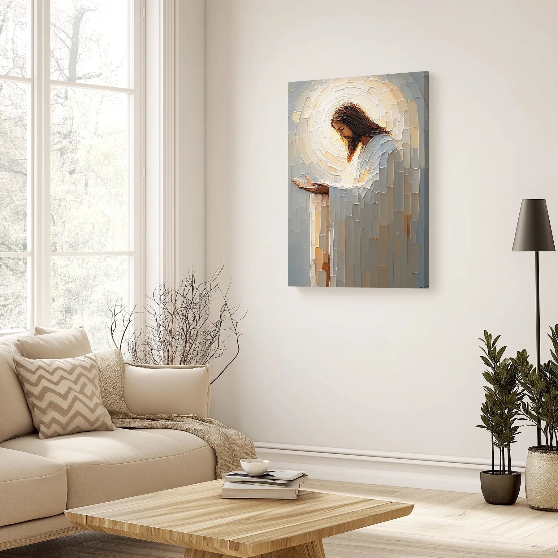 Modern Christian artwork, Jesus painting on canvas, Christian wall prints, framed Christian artwork