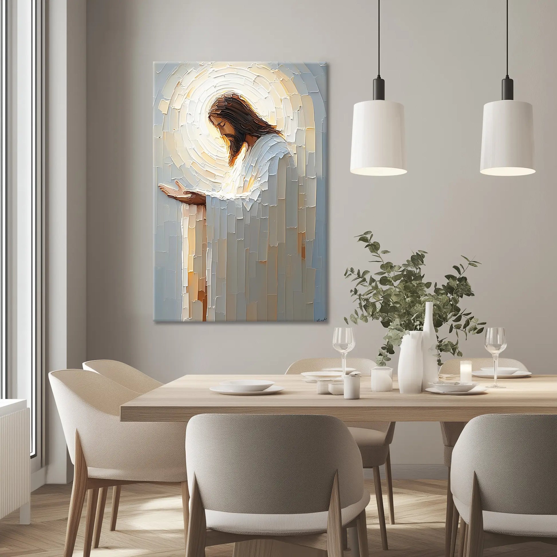 Abstract Christian art, Jesus Christ canvas art, Christian framed wall art, religious canvas art