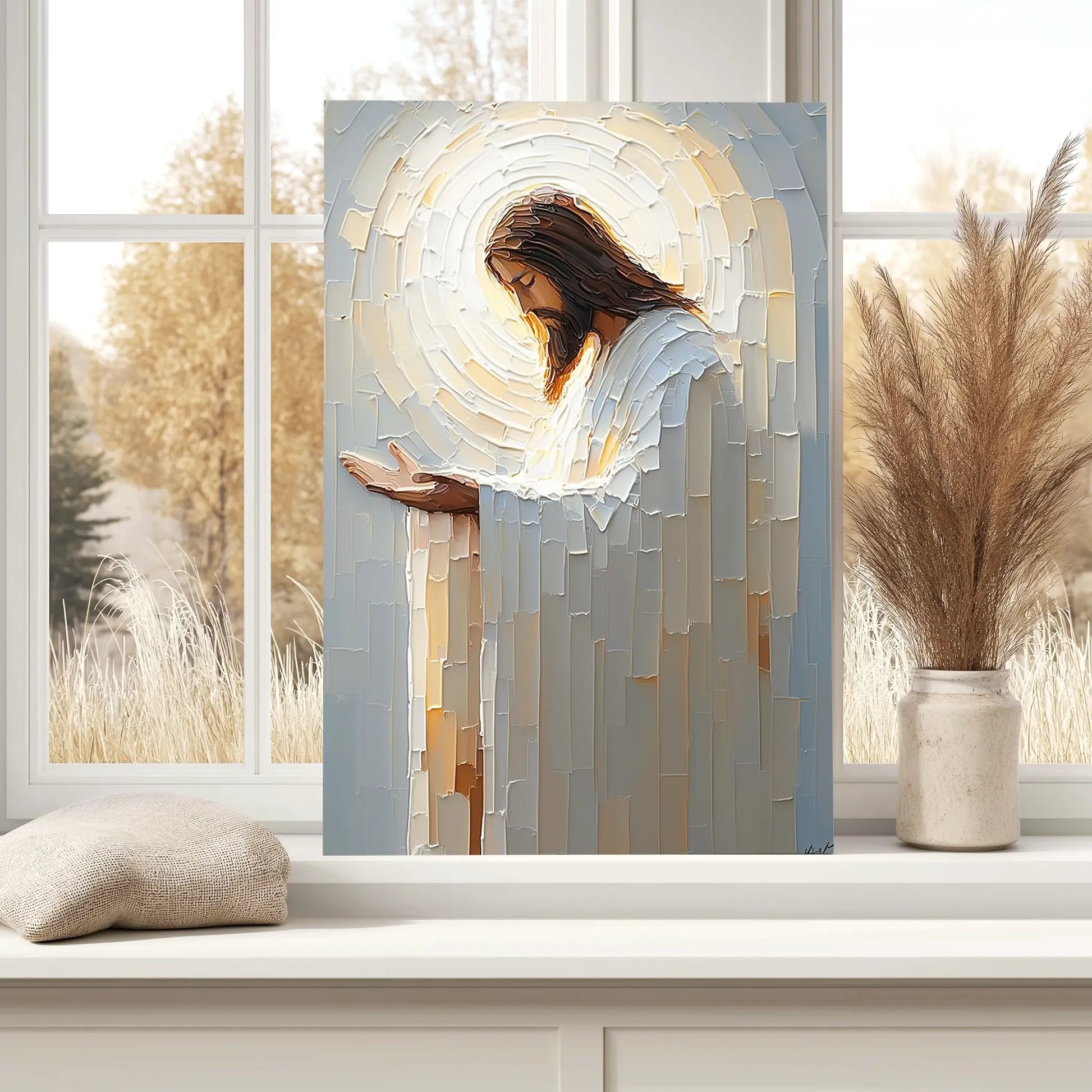 Painting of Christ, framed Jesus pictures, Christian wall decor, spiritual canvas wall art