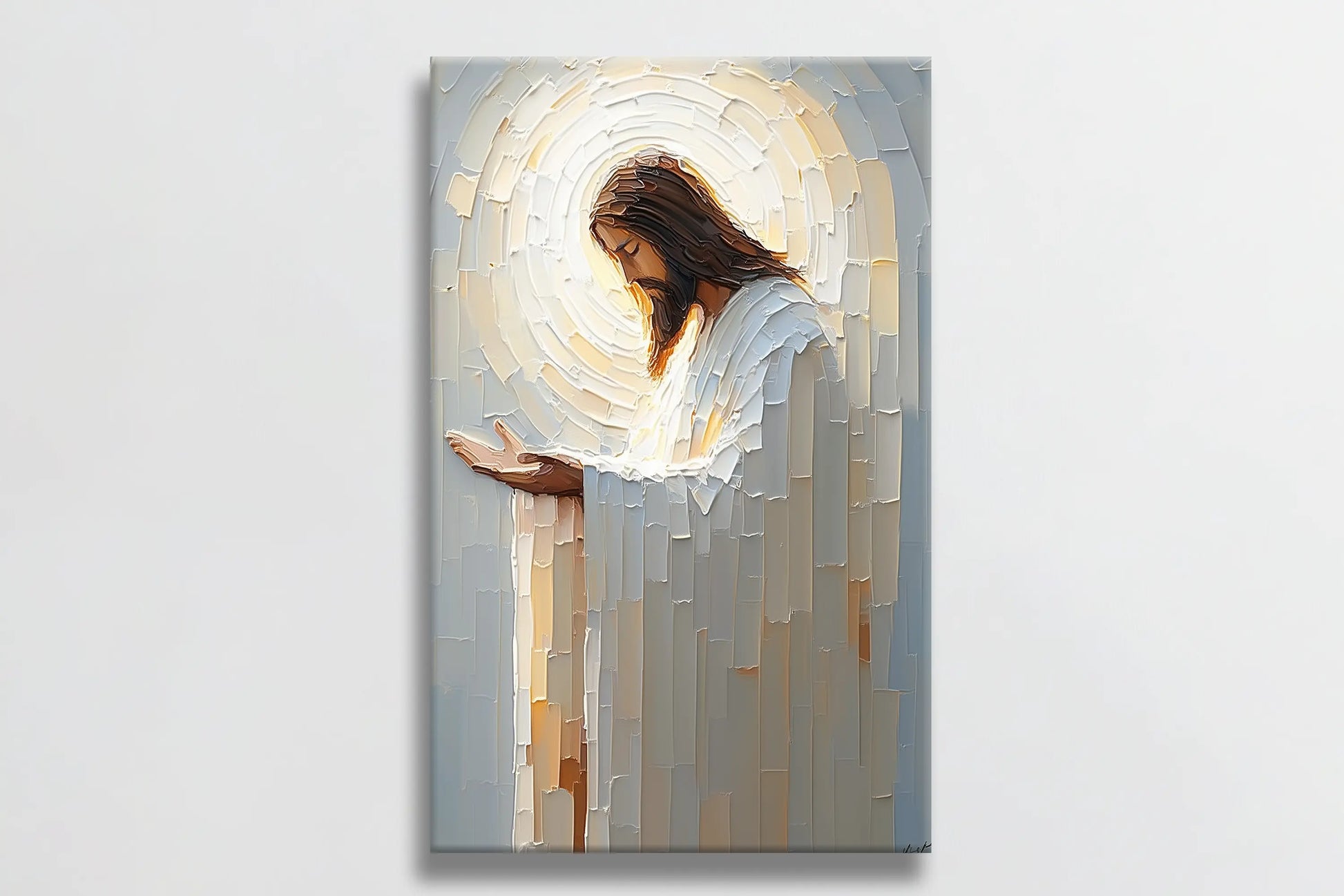 Painting Of Jesus Praying, Framed Christian artwork, paintings of Jesus, religious framed art, faith canvas wall art
