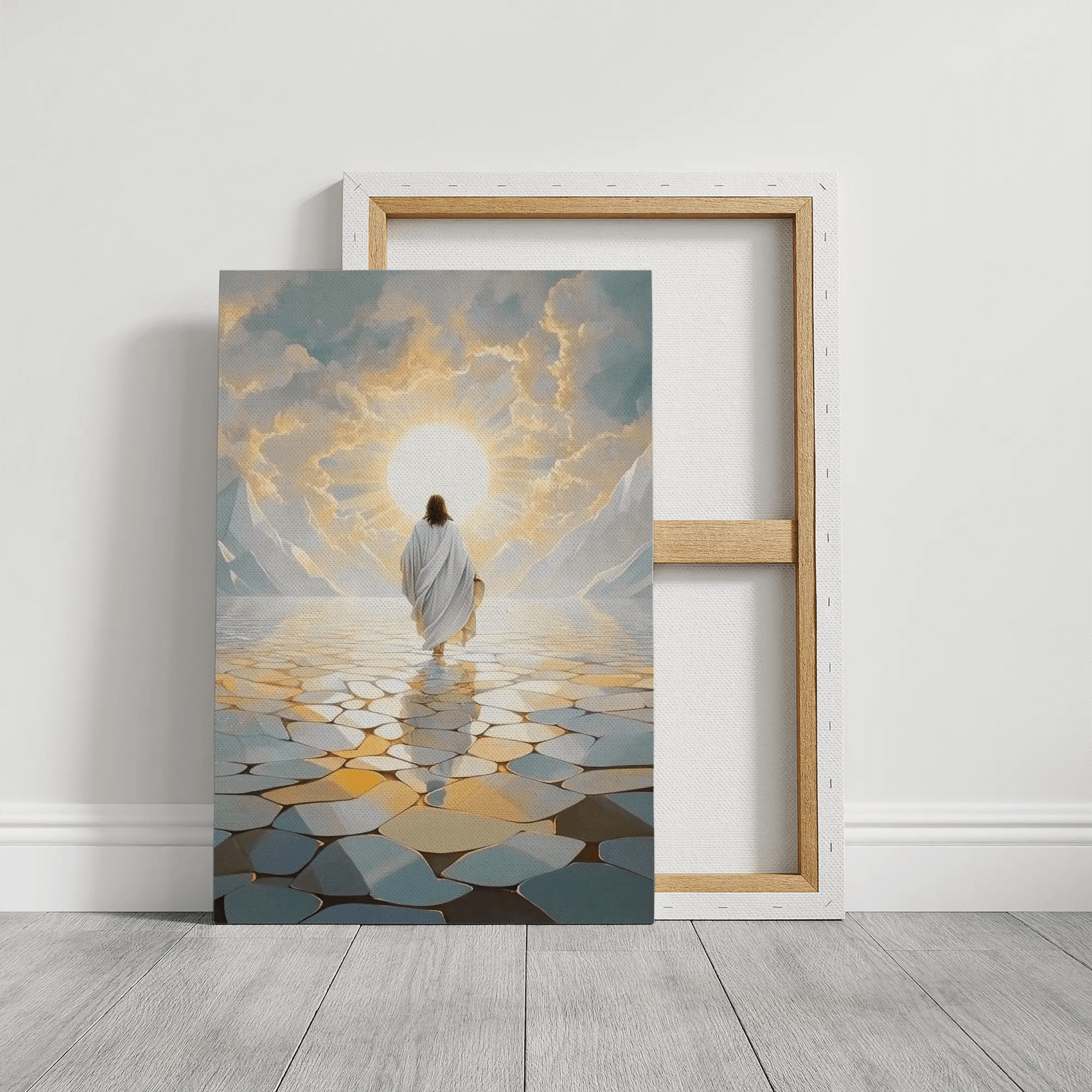 canvas painting of jesus on the sea, christian framed artwork, religious prints