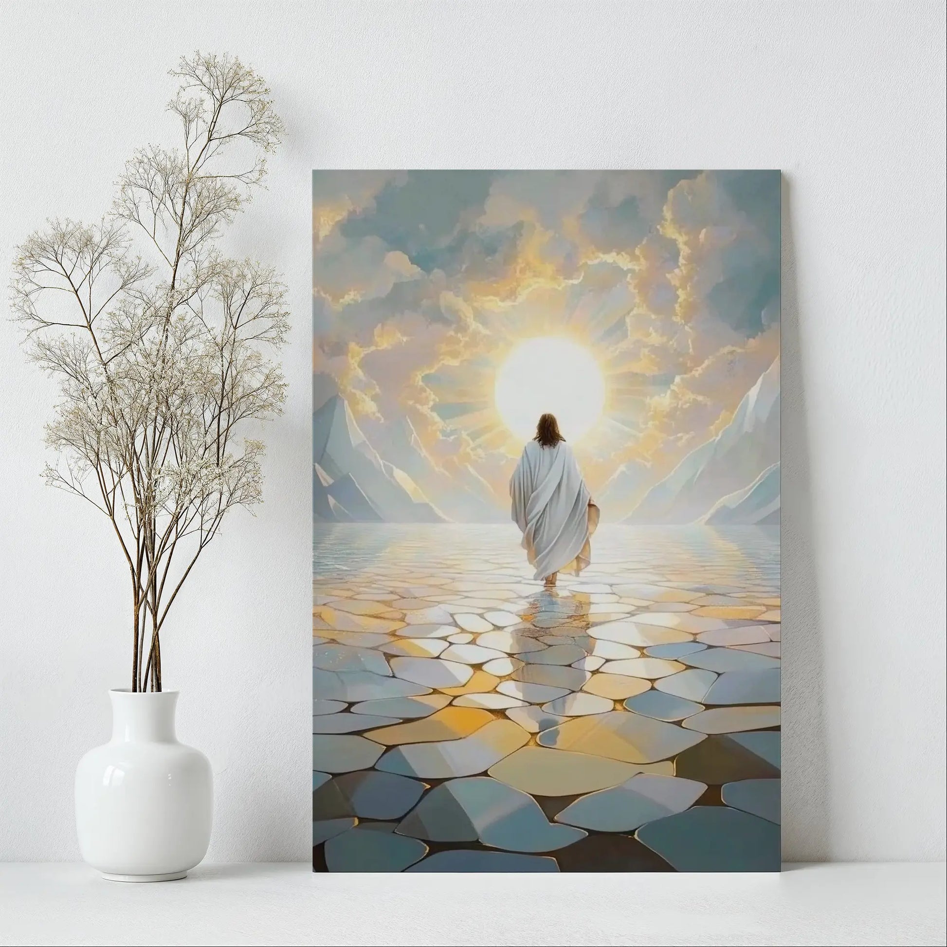 jesus walking on water framed art, christian wall hangings, faith artwork