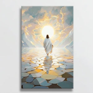 painting of jesus walking on water, christian framed wall art, spiritual canvas wall art
