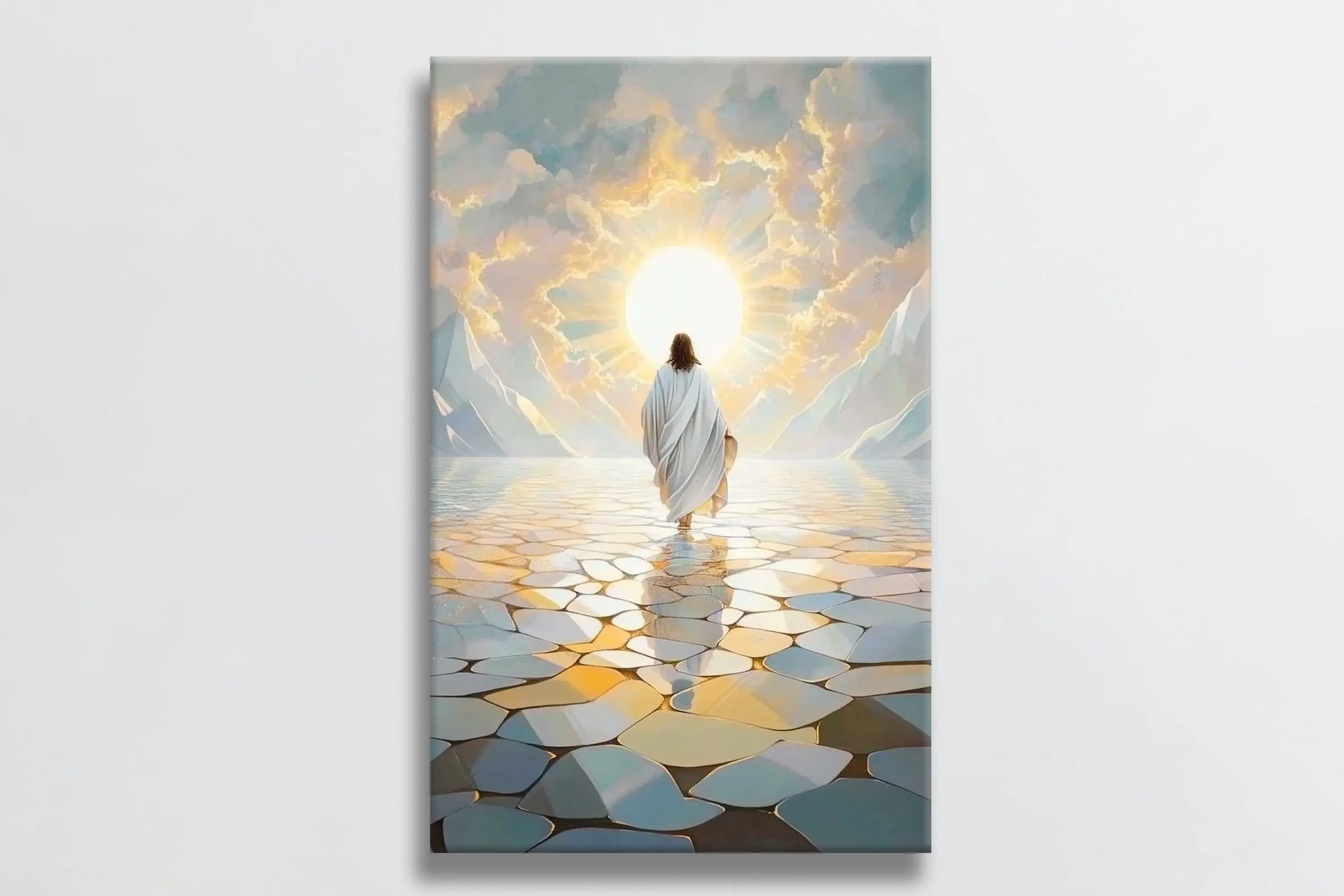 painting of jesus walking on water, christian framed wall art, spiritual canvas wall art