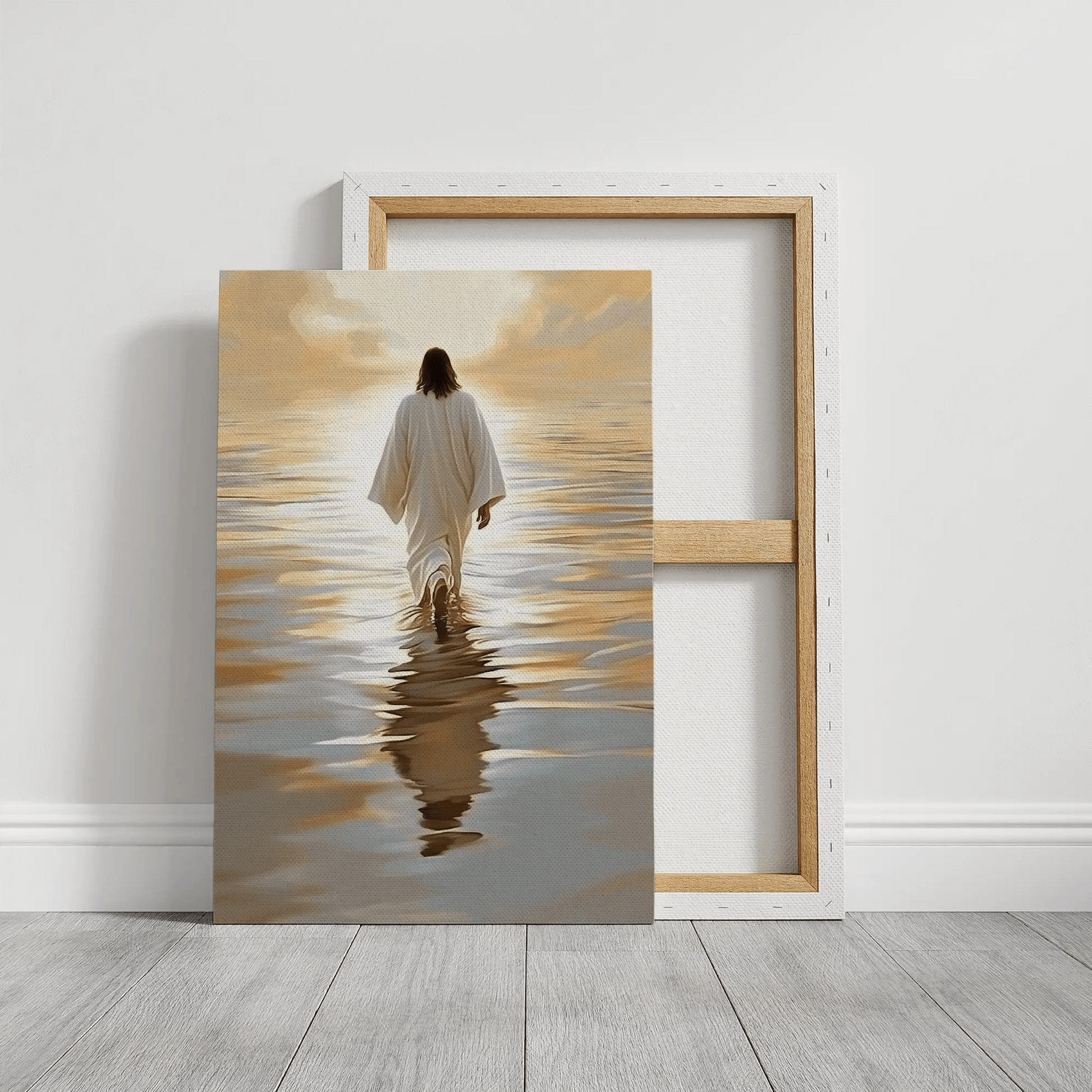 jesus walking on the sea framed art, christian prints and posters, faith print